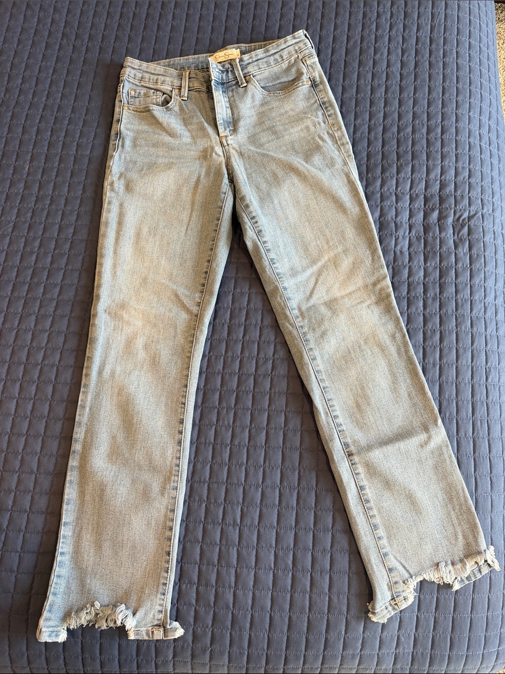Jessica Simpson Light Blue Flared Jeans with Frayed Hem